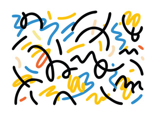 Playful Children’s Scribble Doodle Pattern – Colorful Crayon and Marker Style Seamless Background for Kids and Preschool Design