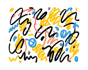 Playful Children’s Scribble Doodle Pattern – Colorful Crayon and Marker Style Seamless Background for Kids and Preschool Design