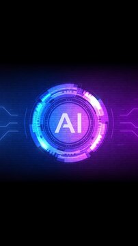 Futuristic AI Interface with Glowing Tech Elements