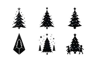 Fototapeta premium Christmas tree silhouette vector illustration, Set of Christmas tree silhouette