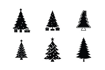 Obraz premium Christmas tree silhouette vector illustration, Set of Christmas tree silhouette