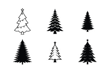 Obraz premium Christmas tree silhouette vector illustration, Set of Christmas tree silhouette