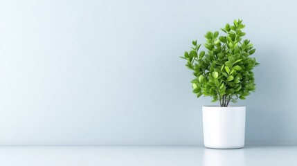 Minimalist potted plant against a light pastel background
