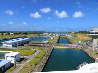 Entering the Panama Canal from Gatun Lake
