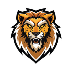 fierce lion animal head mascot logo vector art illustration