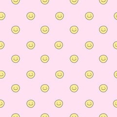 Smiling face pattern background, cute doodle, seamless design