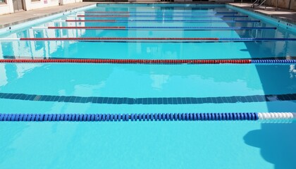 Swimming pool with lane dividers on a sunny day  