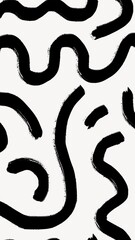 Black Memphis pattern iPhone wallpaper, squiggle design