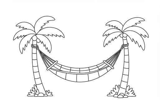 recommend clip art: Relaxing Hammock Between Two Palm Trees