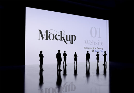 Auditorium Event Hall Screen Mockup - Half Side View