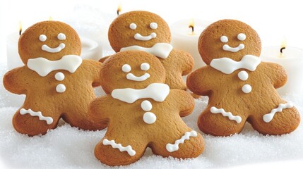 Festive gingerbread men cookies, decorated with icing