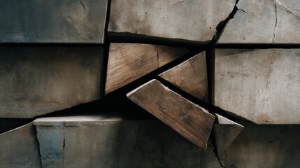Close-up view of cracked concrete showcasing detailed patterns and natural imperfections, perfect for use in construction and architectural designs