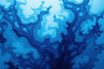 Fototapeta premium Mesmerizing Ink Swirls: Close-Up Experimental Photography of Cyan and Blue Organic Patterns