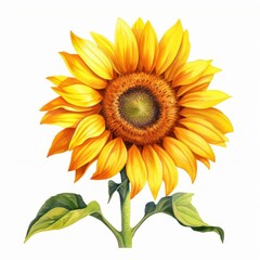 Fototapeta premium a watercolor illustration of Sunflowerclip art, isolated on white background Flower Floral Water Color White Background