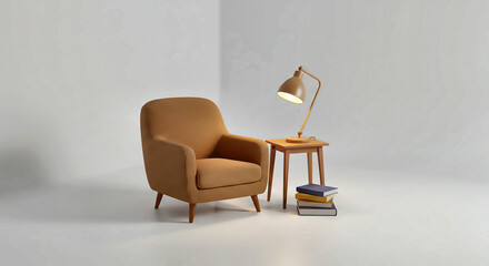 Fototapeta premium Cozy Reading Nook with Armchair and Lamp