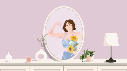 Self love & confidence desktop wallpaper, aesthetic illustration