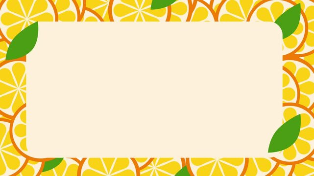 Bright citrus-themed border design featuring lemons and leaves, ideal for summer invitations or cheerful presentation backgrounds.