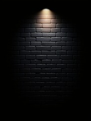 White light spot effect on dark brick wall, dramatic studio background with theater vibes and strong illumination focus, 3D illustration - theater art illumination