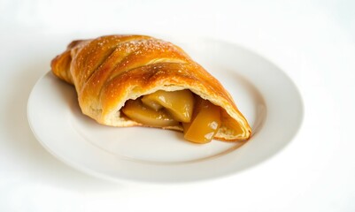 Delicious Apple Pastry on White Plate Sweet Baked Treat