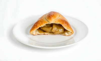 Delicious Golden Brown Apple Pastry on White Plate