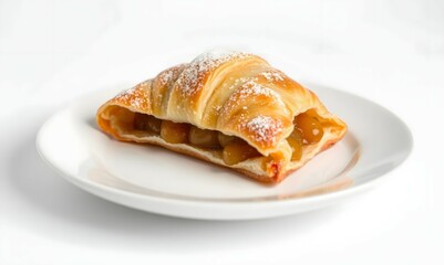Delicious Apple Croissant Pastry on White Plate