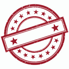 Distressed Red Circular Star Stamp With White Grunge Texture And Space for Text