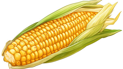 Grilled corn on the cob with lime and chili flakes, placed diagonally, juicy texture, high resolution, white background, PNG