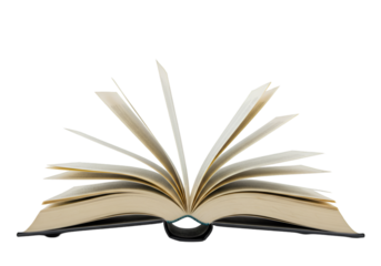 An open book isolated on a white background