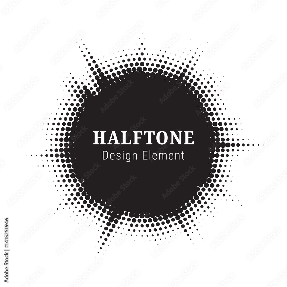 Aufkleber Burst Halftone light effect. Glowing light burst. abstract grunge halftone dots background. Vector illustration.