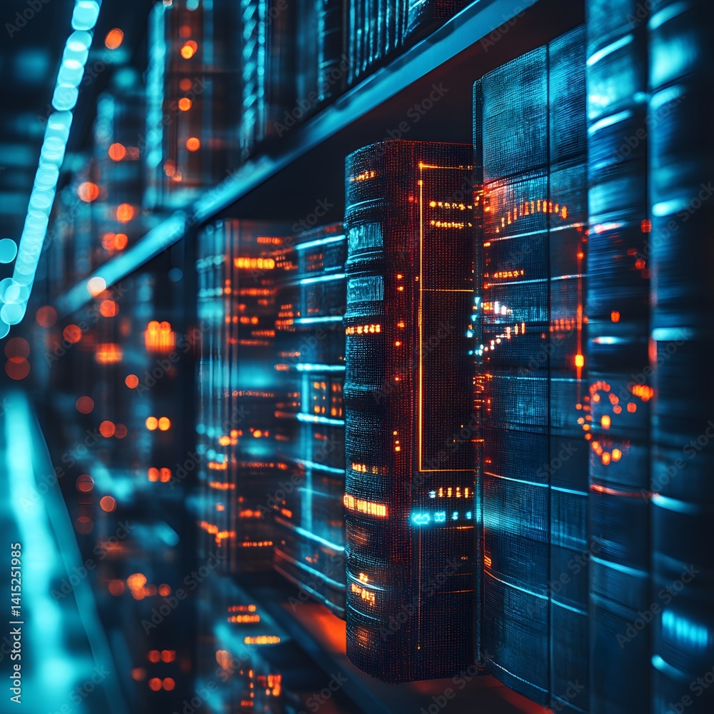 Leinwandbilder rows of glowing servers illuminate a futuristic data center, showcasing the power of digital informa