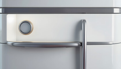 Vintage refrigerator detail, low-poly, with white tones