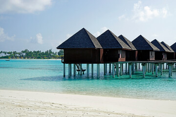 water villas on a exotic maldives island