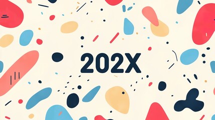 A soft pastel-colored background with simple "202X" text, modern and fresh.