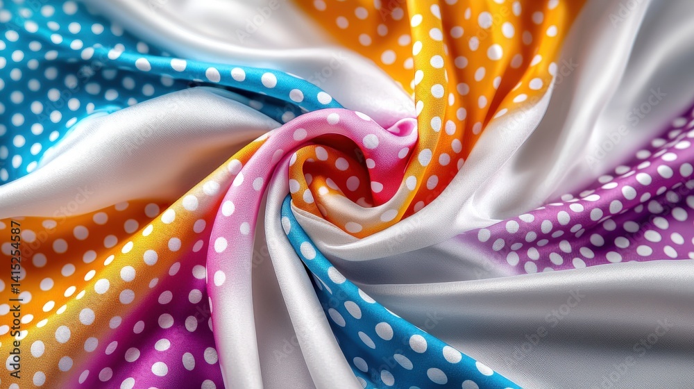 Poster vibrant polka dot fabric close-up artistic textile colorful patterns studio setting creative perspec