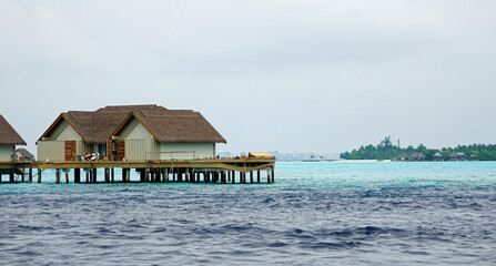 water villas on a exotic maldives island