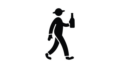 Walking with Bottle Silhouette