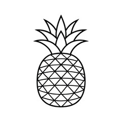 Obraz premium Simple black and white outline of a pineapple, perfect for summer and tropical themes.