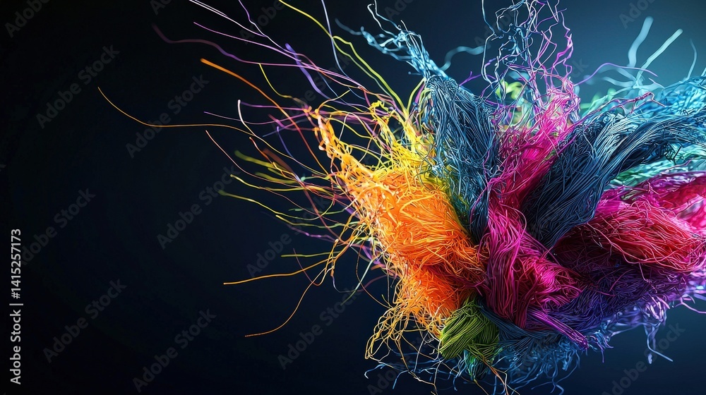 Poster dynamic colorful fiber explosion art abstract studio digital artwork modern close-up creative expres