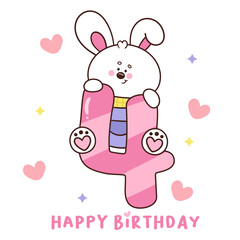 Cute bunny number 4 rabbit happy birthday party