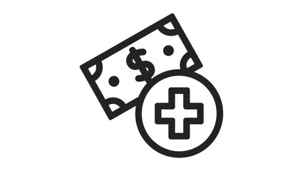 Healthcare Costs savings. Symbolic representation of money and healthcare, highlighting the connection between finance and medical services.