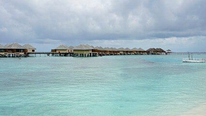 Obraz premium water villas on a exotic maldives island