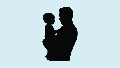 Father and Son Silhouette Vector – Black Tuxedo Figures with Laurel Wreath, Family Bond Illustration for Gifts and Cards