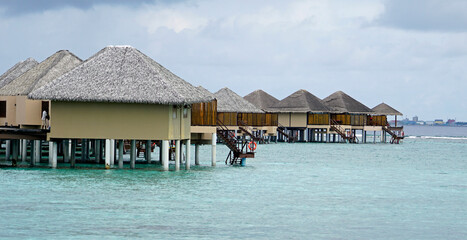 water villas on a exotic maldives island