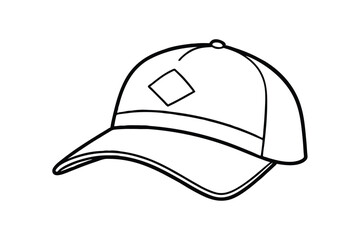 Line art illustration of a curved-brim baseball cap with ventilation eyelets.eps