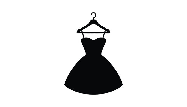 Dress on Hanger Icon – Fashion Silhouette for Clothing, Apparel, and Boutique Designs