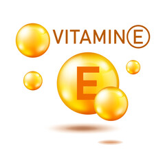 Vitamin E shining pill, capsule - vector, icon.