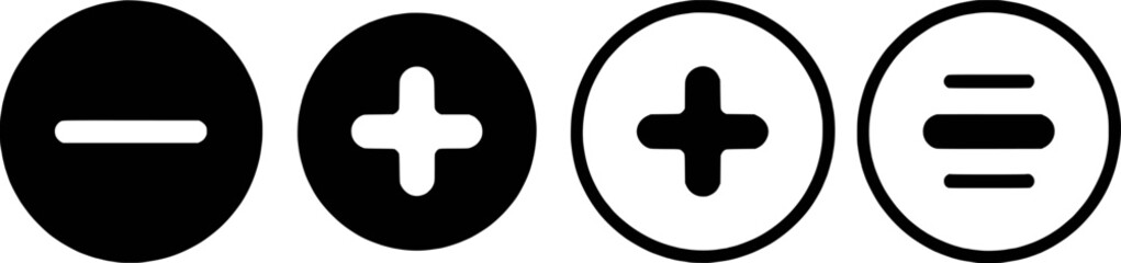 Obraz premium Add Remove Horizontal Lines Circle Icon Set User Interface Design