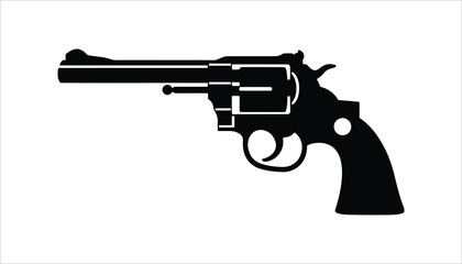 Black Revolver Gun Icon Silhouette High Resolution Picture