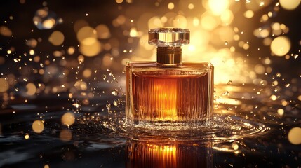 Luxury perfume bottle dark background