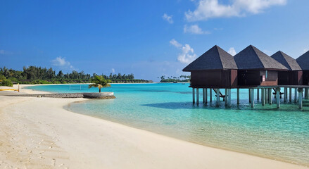 water villas on a exotic maldives island